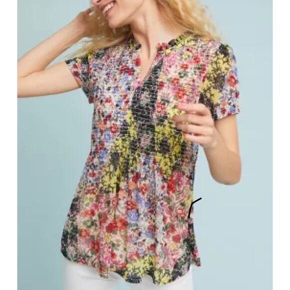 Anthropologie Akemi + Kin Smocked Floral Top Size XS - Picture 1 of 6